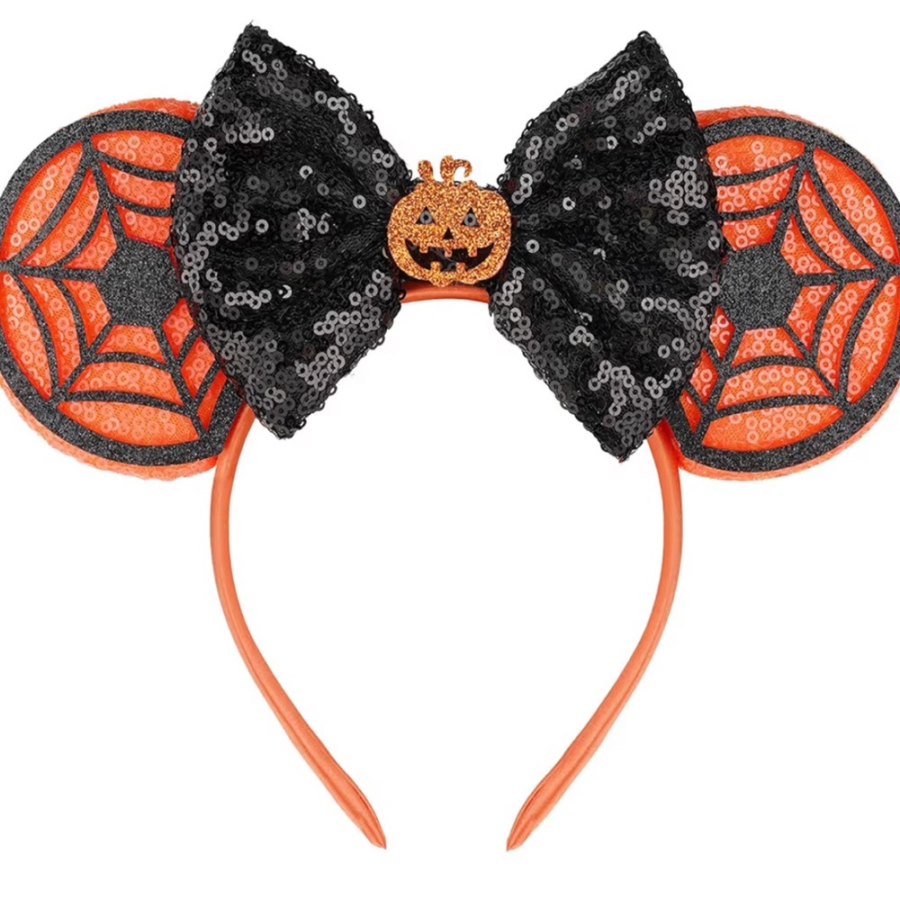 (Lot Of 4)Halloween Mouse Ears Hair Bow Headband with Pumpkin, Masquerade Party